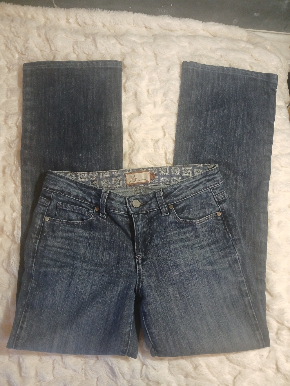 Paige Melbourne Premium Denim Dark Blue Bootcut Low Rise Womens Jeans Sz. 27